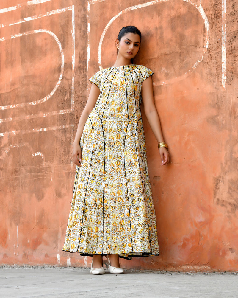 Multicolor Cotton Poplin Tiered Midi Dress