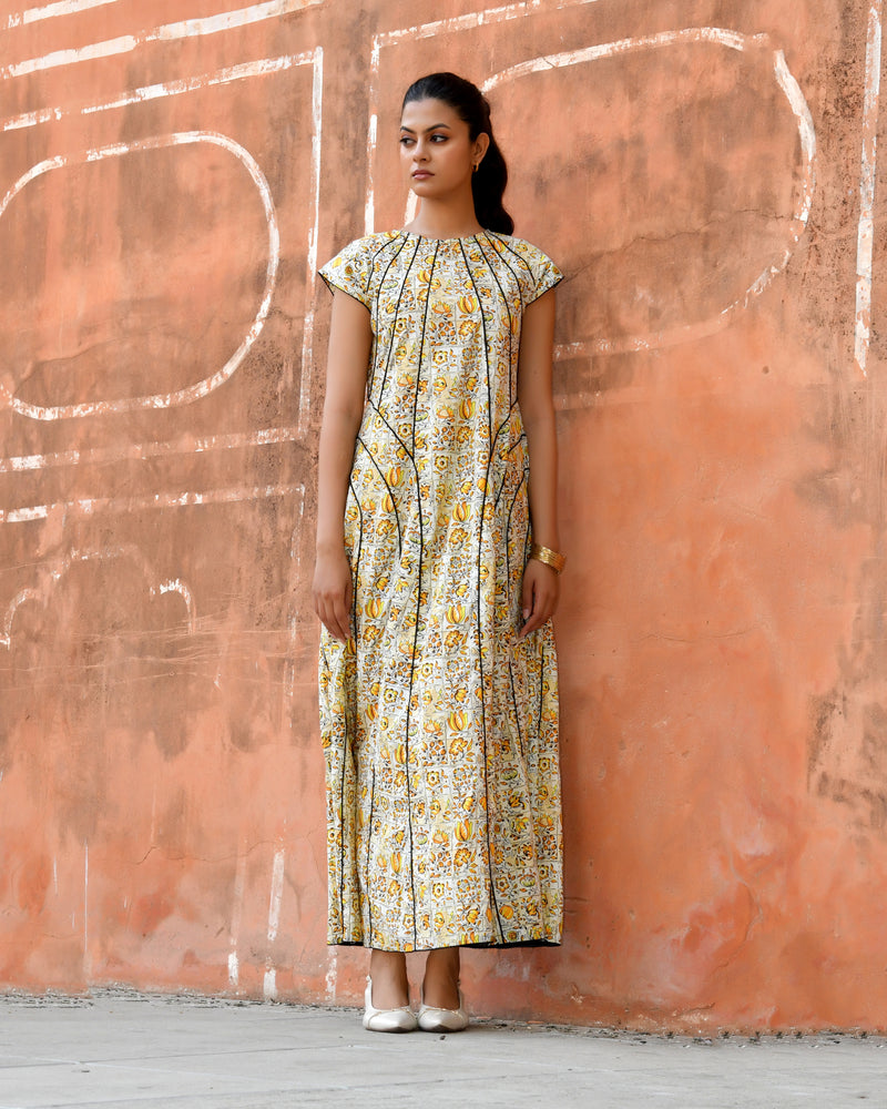 Multicolor Cotton Poplin Tiered Midi Dress
