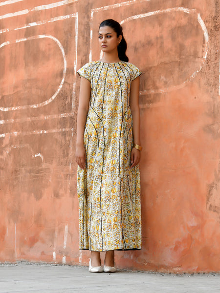 Multicolor Cotton Poplin Tiered Midi Dress