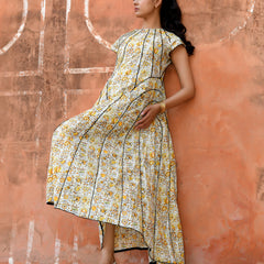 Multicolor Cotton Poplin Tiered Midi Dress