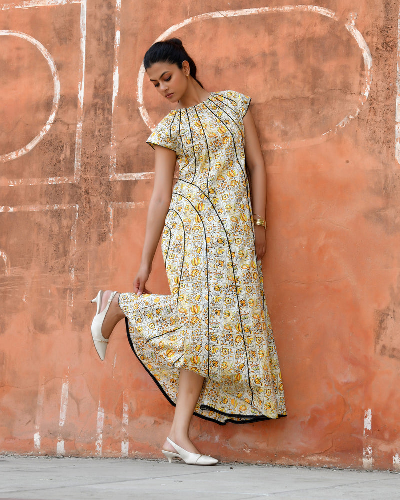 Multicolor Cotton Poplin Tiered Midi Dress