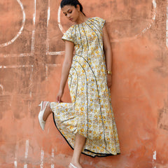 Multicolor Cotton Poplin Tiered Midi Dress
