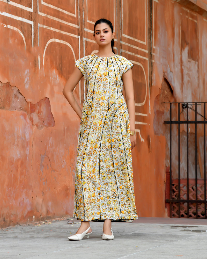 Multicolor Cotton Poplin Tiered Midi Dress
