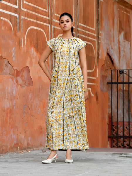 Multicolor Cotton Poplin Tiered Midi Dress