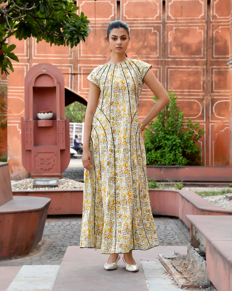 Multicolor Cotton Poplin Tiered Midi Dress