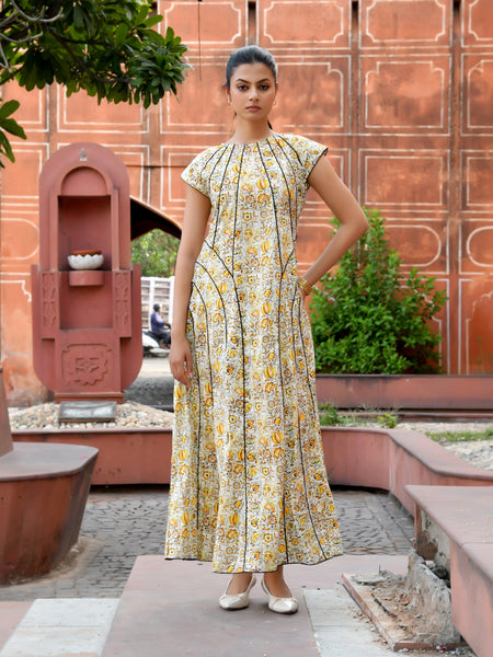 Multicolor Cotton Poplin Tiered Midi Dress