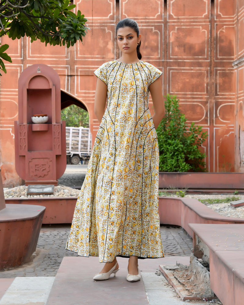 Multicolor Cotton Poplin Tiered Midi Dress