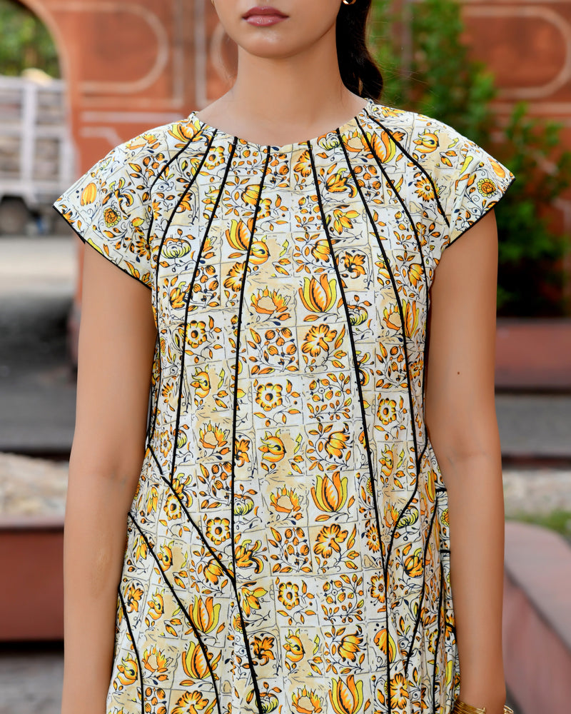 Multicolor Cotton Poplin Tiered Midi Dress