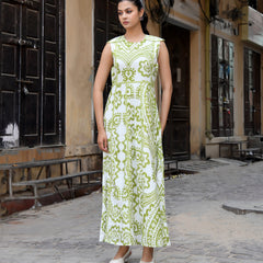 Multicolor Cotton Poplin Tiered Midi Dress