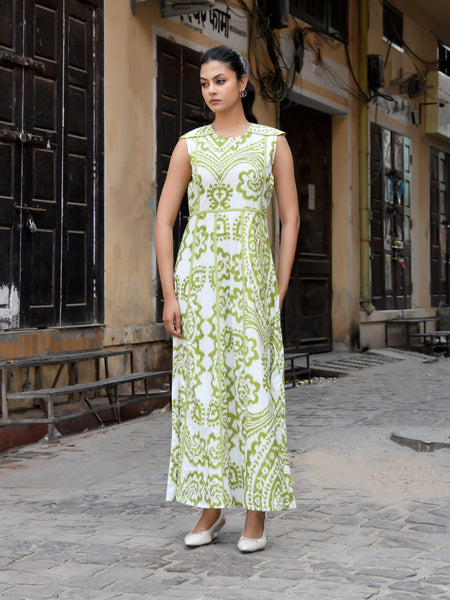 Multicolor Cotton Poplin Tiered Midi Dress