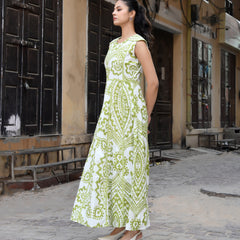 Multicolor Cotton Poplin Tiered Midi Dress