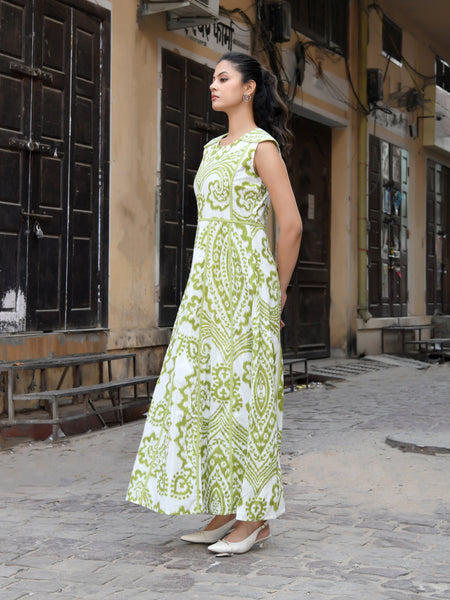 Multicolor Cotton Poplin Tiered Midi Dress