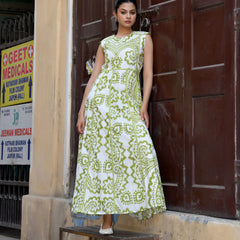 Multicolor Cotton Poplin Tiered Midi Dress