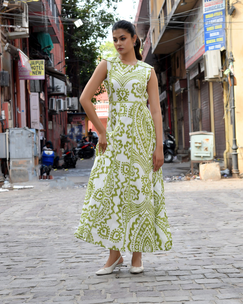 Multicolor Cotton Poplin Tiered Midi Dress