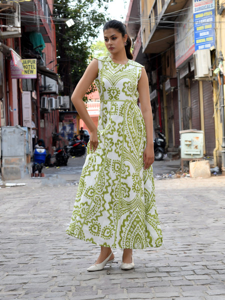 Multicolor Cotton Poplin Tiered Midi Dress