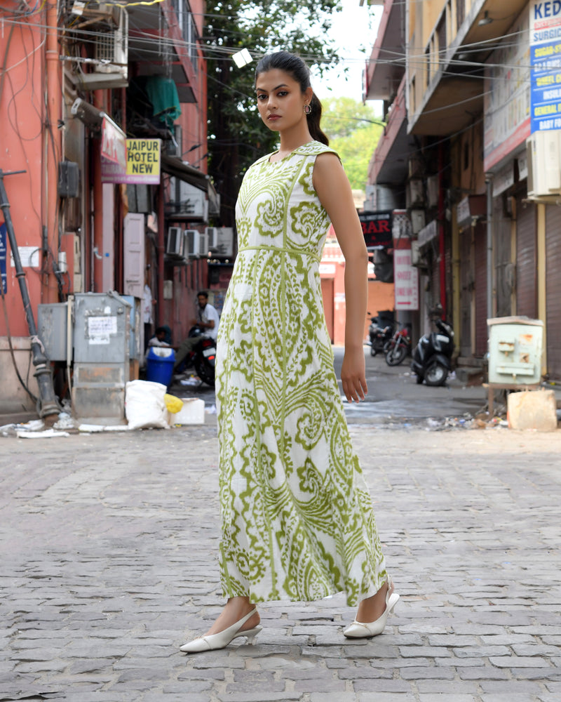 Multicolor Cotton Poplin Tiered Midi Dress