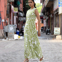 Multicolor Cotton Poplin Tiered Midi Dress