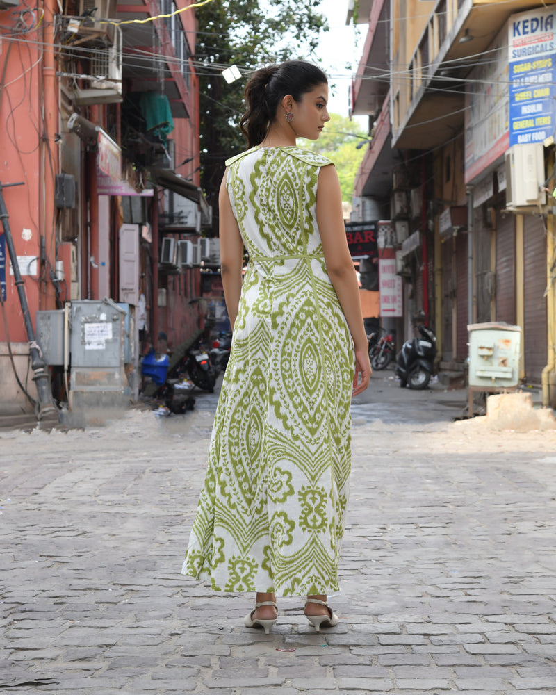 Multicolor Cotton Poplin Tiered Midi Dress
