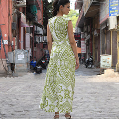 Multicolor Cotton Poplin Tiered Midi Dress