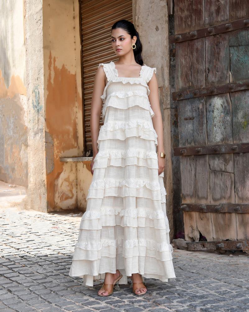 Handloom Ruffled Tiered Maxi Dress