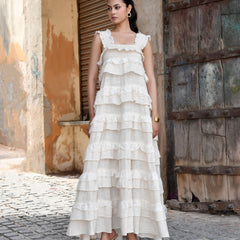 Handloom Ruffled Tiered Maxi Dress