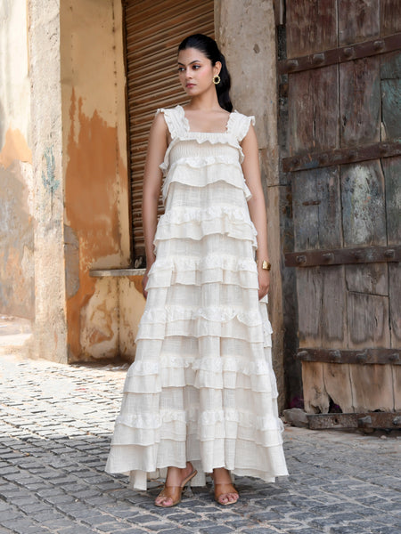 Handloom Ruffled Tiered Maxi Dress