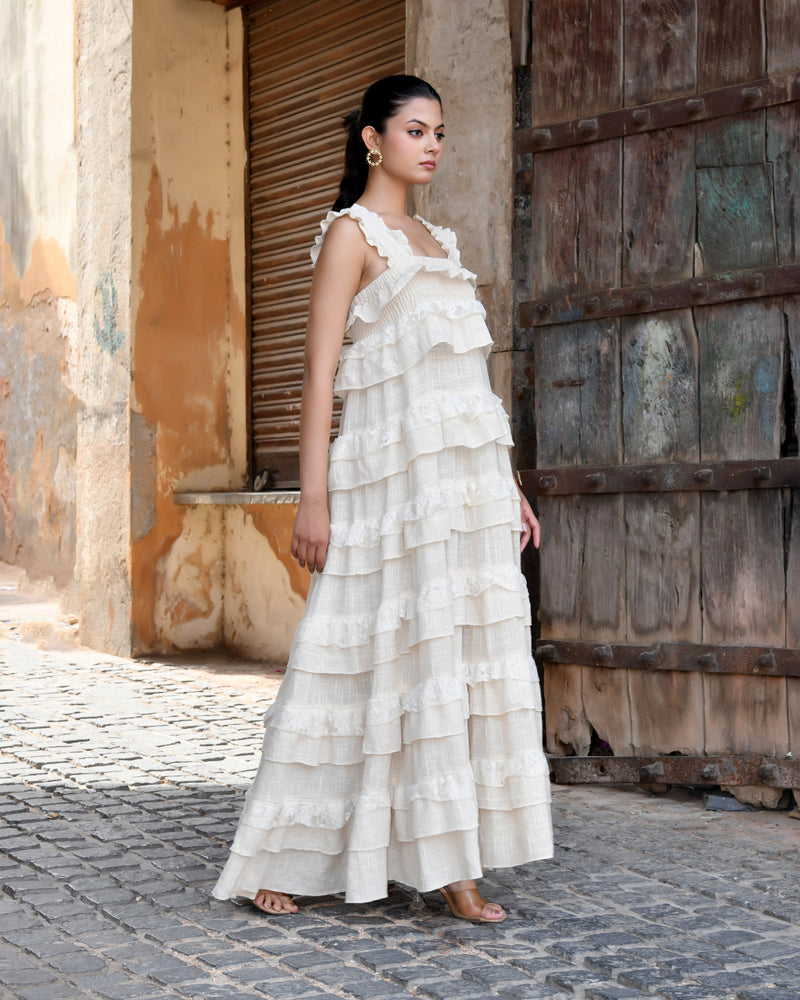 Handloom Ruffled Tiered Maxi Dress