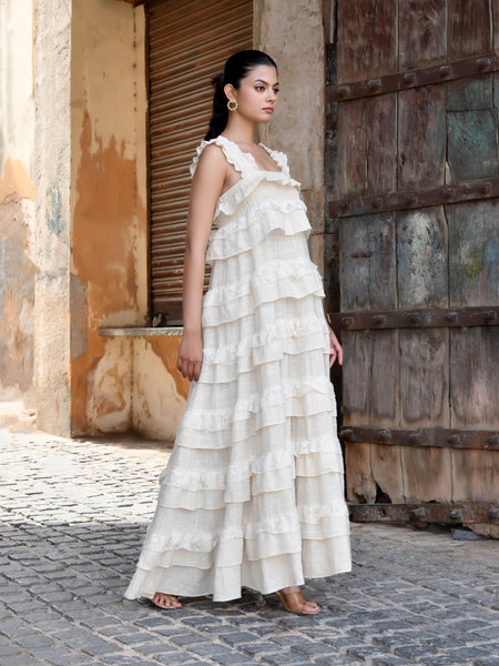 Handloom Ruffled Tiered Maxi Dress
