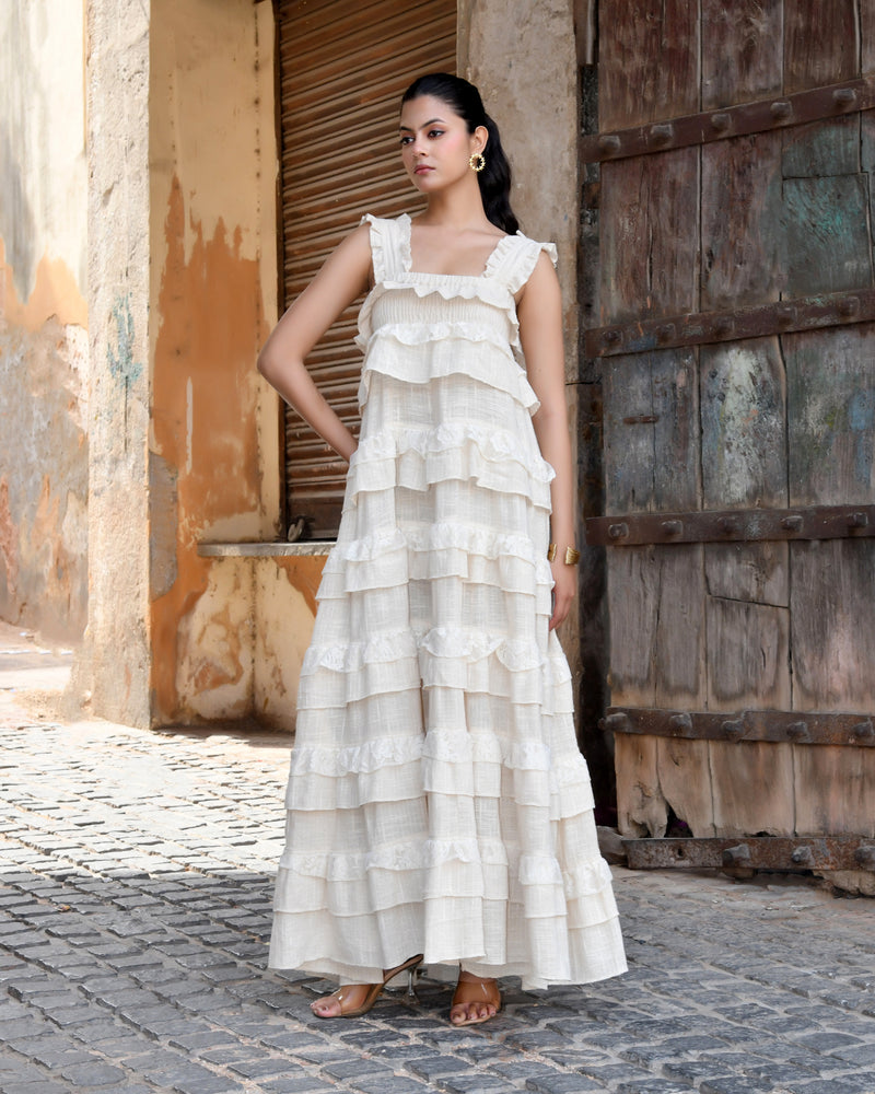 Handloom Ruffled Tiered Maxi Dress