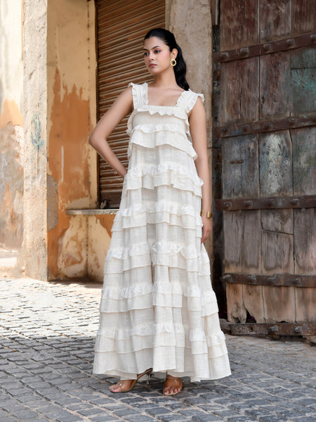Handloom Ruffled Tiered Maxi Dress