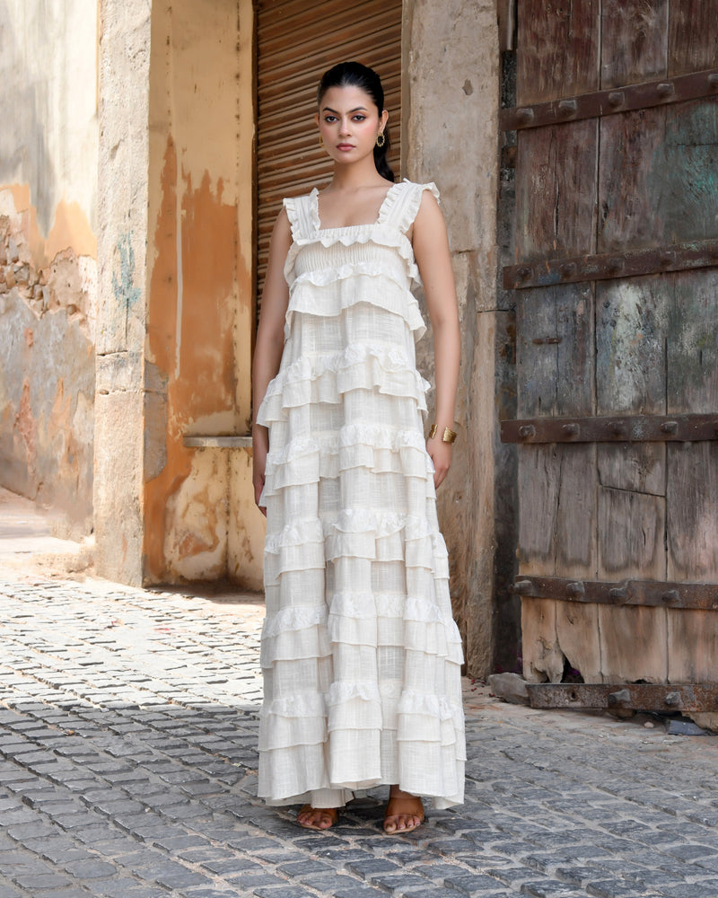 Handloom Ruffled Tiered Maxi Dress