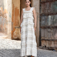 Handloom Ruffled Tiered Maxi Dress