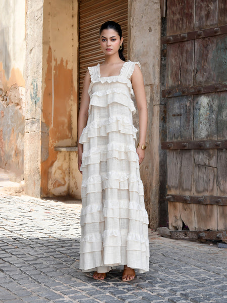 Handloom Ruffled Tiered Maxi Dress
