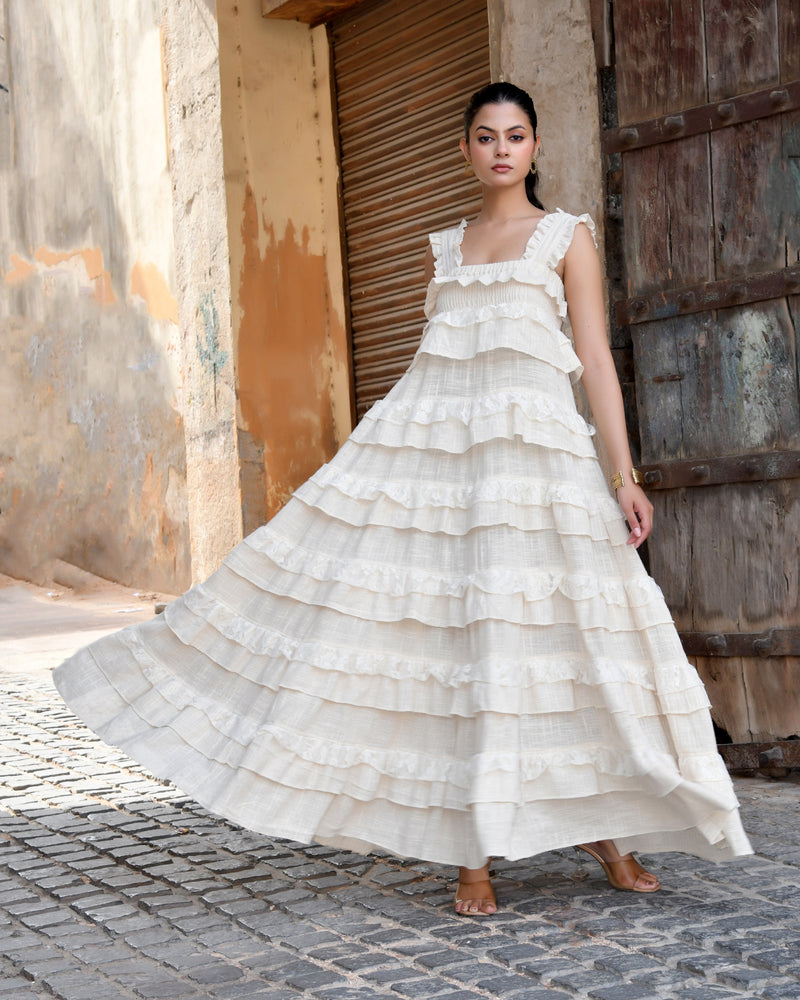 Handloom Ruffled Tiered Maxi Dress