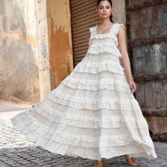 Handloom Ruffled Tiered Maxi Dress