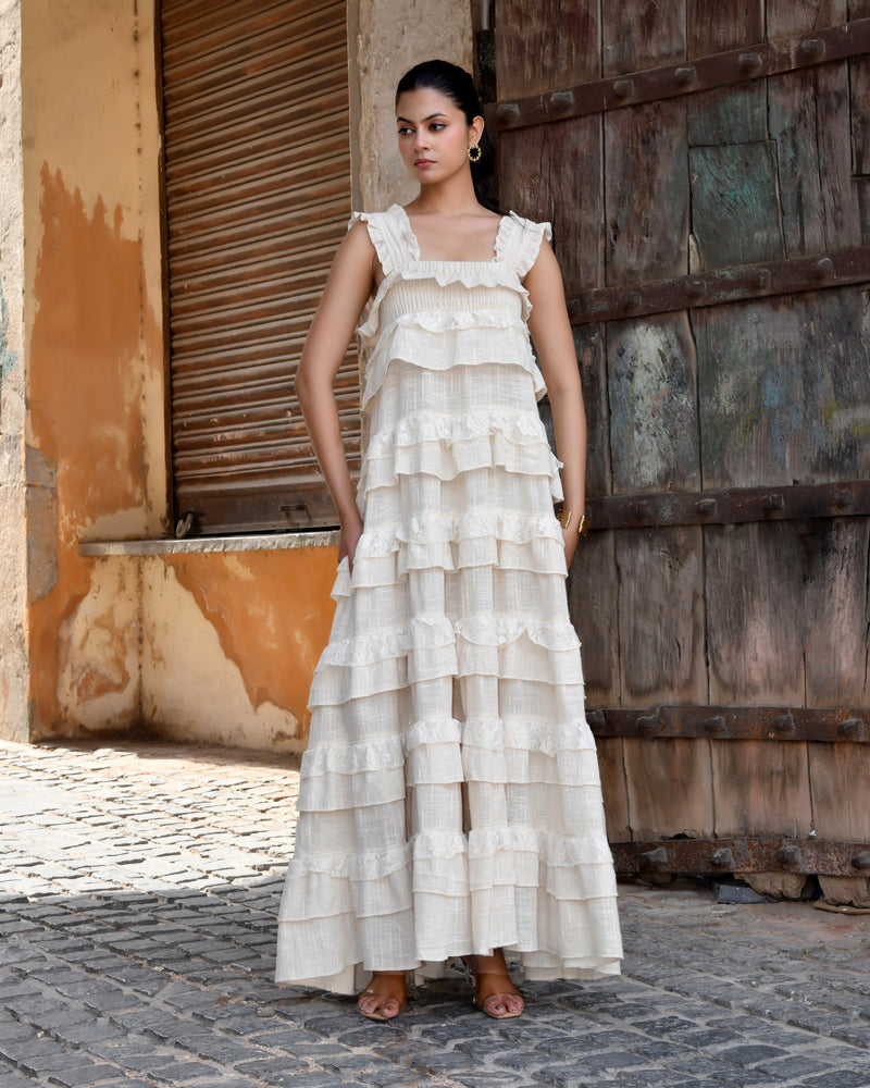 Handloom Ruffled Tiered Maxi Dress