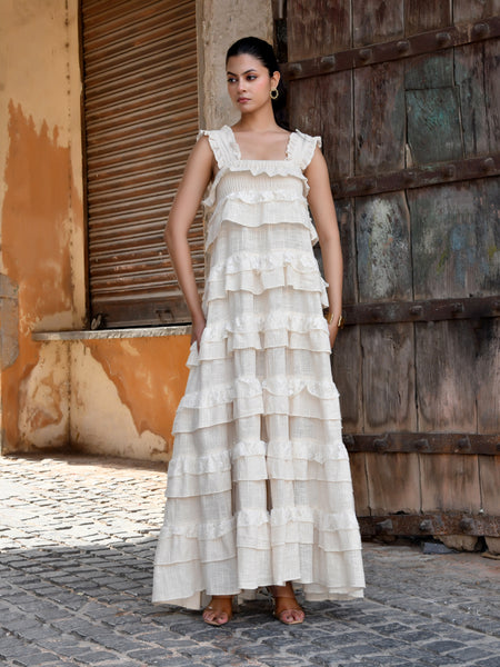 Handloom Ruffled Tiered Maxi Dress