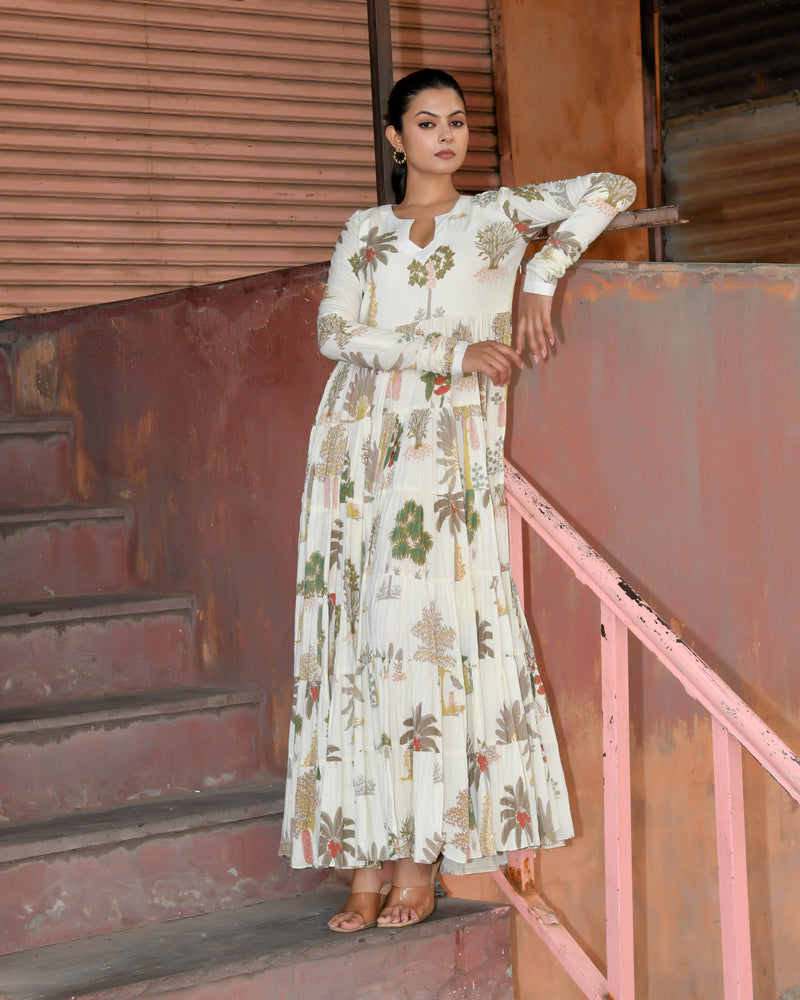 Floral Print Tiered Maxi Dress