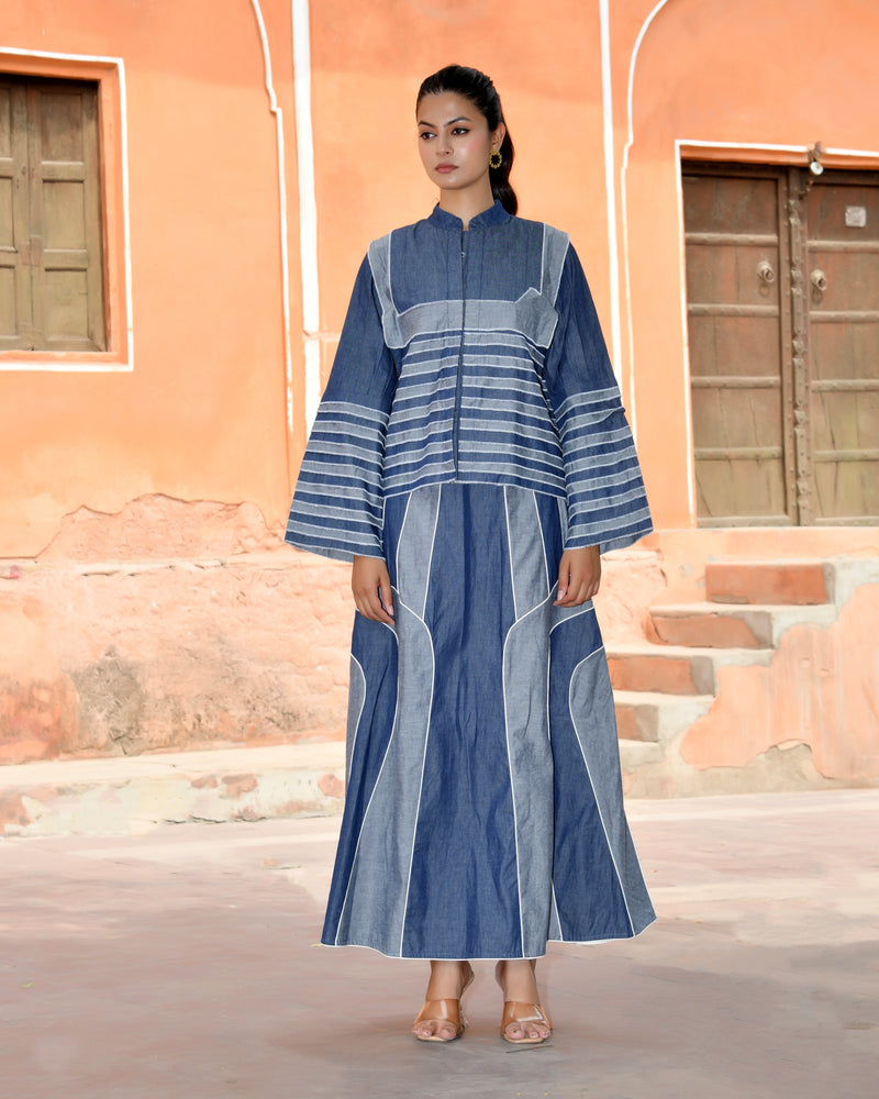 Women’s Denim Shirt & Flared Skirt Co-ord Set