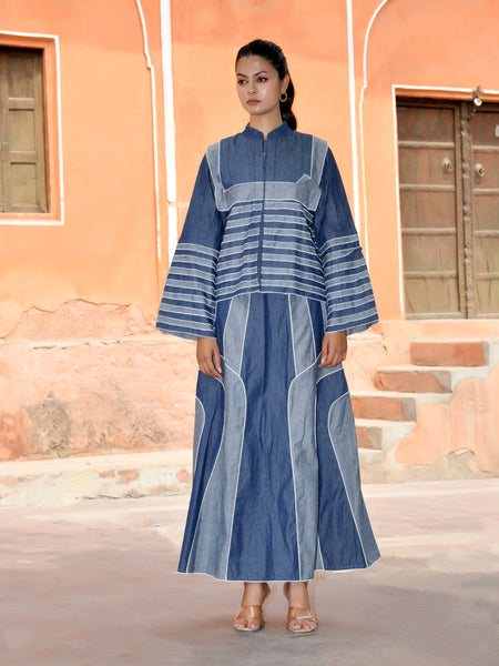 Women’s Denim Shirt & Flared Skirt Co-ord Set