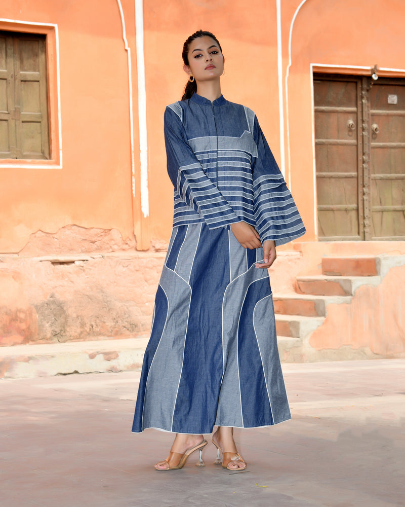 Women’s Denim Shirt & Flared Skirt Co-ord Set