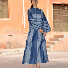Women’s Denim Shirt & Flared Skirt Co-ord Set