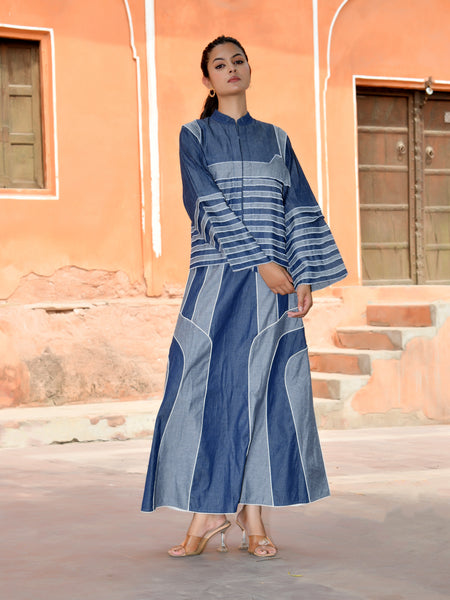 Women’s Denim Shirt & Flared Skirt Co-ord Set