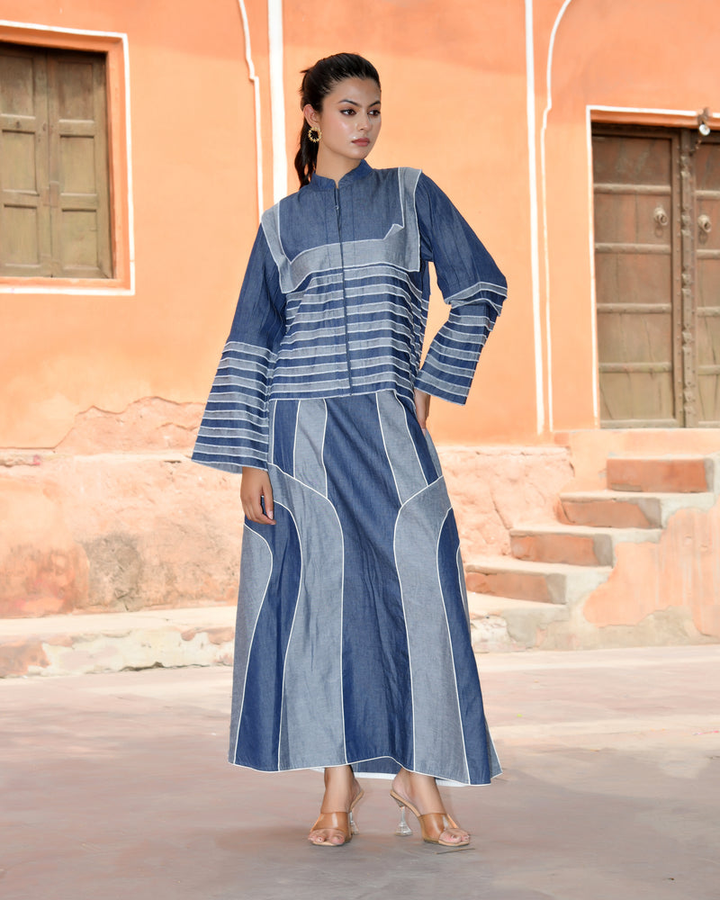 Women’s Denim Shirt & Flared Skirt Co-ord Set
