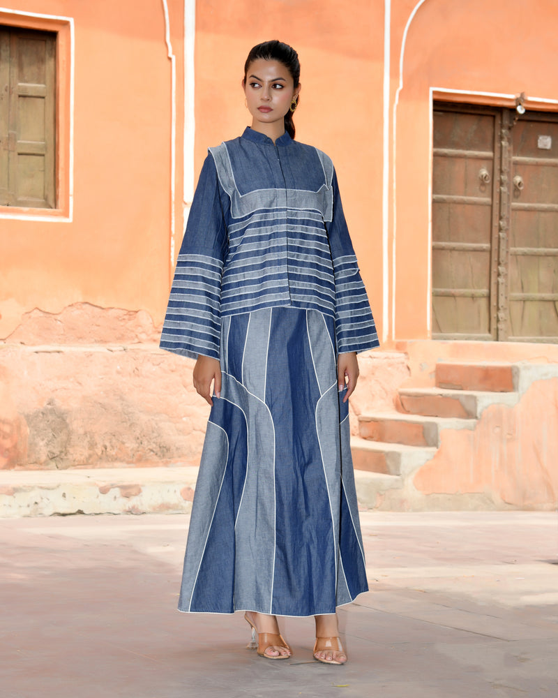 Women’s Denim Shirt & Flared Skirt Co-ord Set
