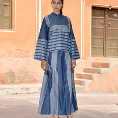 Women’s Denim Shirt & Flared Skirt Co-ord Set