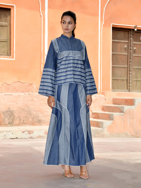 Women’s Denim Shirt & Flared Skirt Co-ord Set