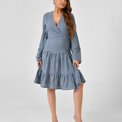 Handloom Cotton Wrap Midi Dress