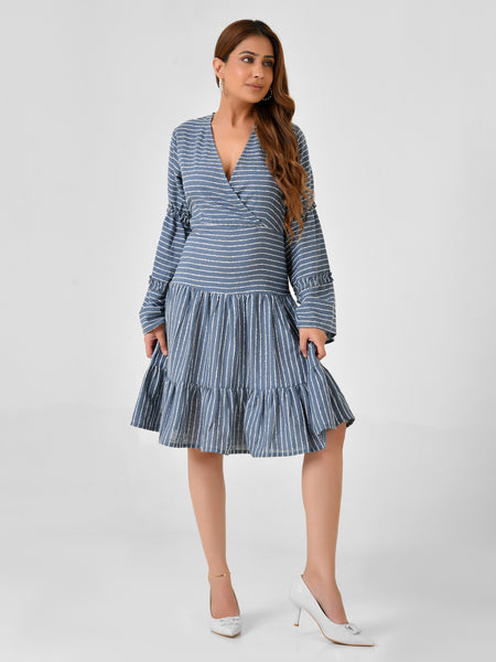 Handloom Cotton Wrap Midi Dress