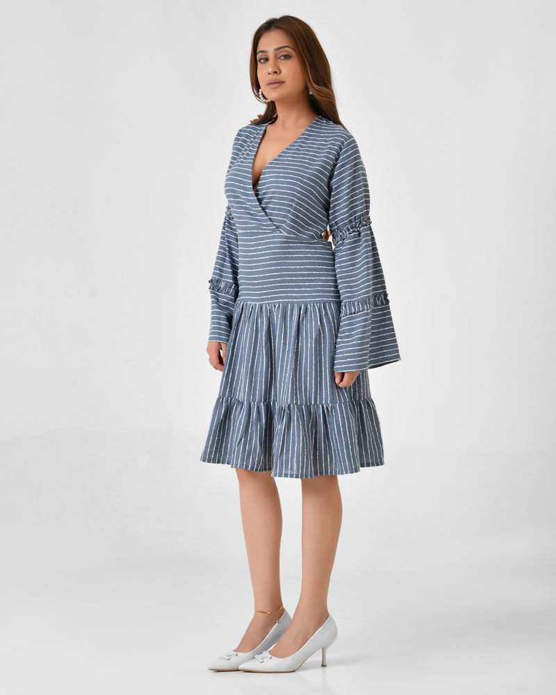 Handloom Cotton Wrap Midi Dress